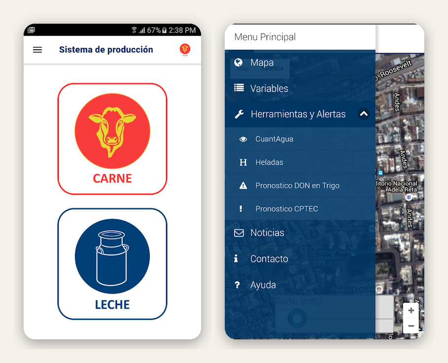 Pantallas de las apps INIA Termoestrés y SIGRAS